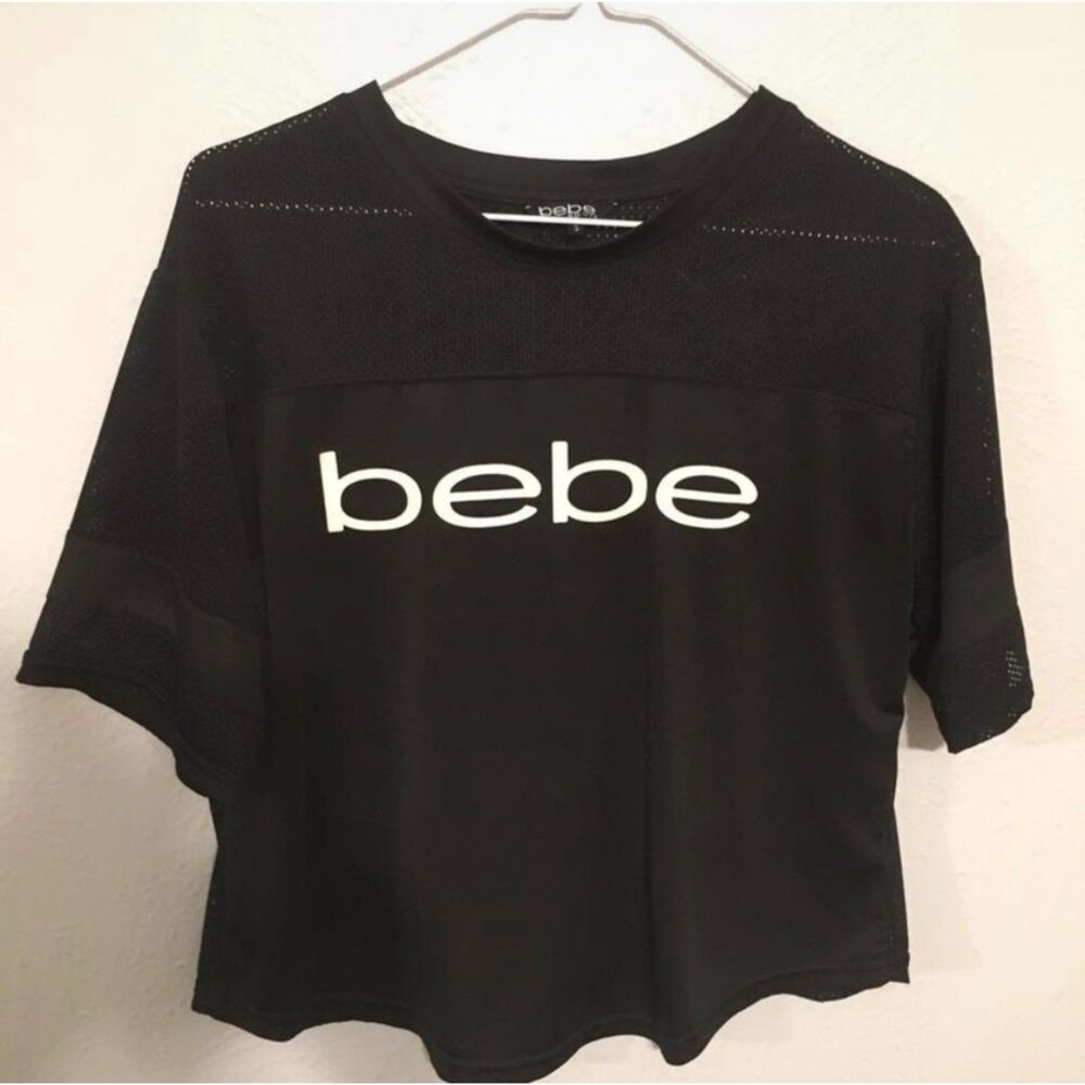 Bebe Sport Vintage Black Mesh Jersey T-Shirt - Size S